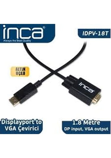 Inca Idpv-18T Displayport To Vga Kablo 1.8 Mt