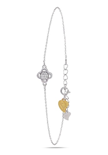 Brezza Lusso Jewelry Luck Serisi Swarovski Taşlı Minimal Yonca Kadın Gümüş Bileklik