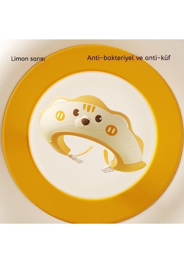 Bebek Banyo Şapkası, Yıkama Bonesi, Su Geçirmez Bebek Şampuan Siperliği Sarı