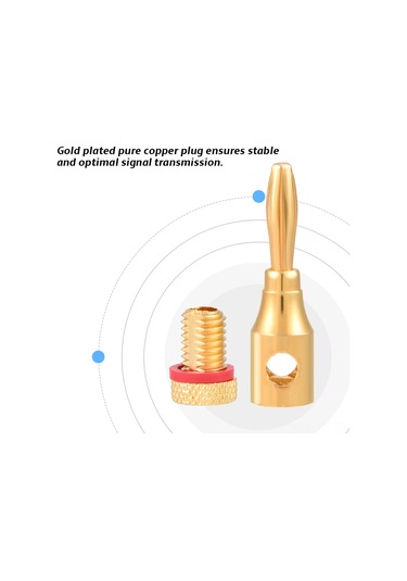 Vkemall 10 Adet Altın Kaplı Bakır Hoparlör Kablosu Bağlantı Ucu - Anti-korozif, Renk Kodlu, 4mm'lik Kablolar İçin Optimal Sinyal Aktarımı