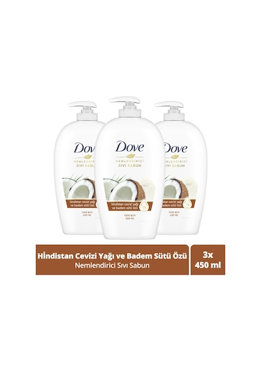 Dove Hindistan Cevizi Yağı ve Badem Sütü Özü Sıvı Sabun 3 x 450 ML