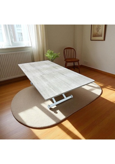 Ortadan Açılır Akıllı Masa Üst Mdf Lizbon Alt Ayak Beyaz