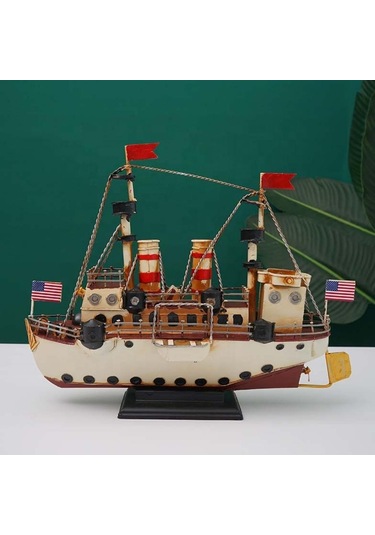 Dekoratif Retro Metal Buharlı Gemi Vintage 34cm No.1