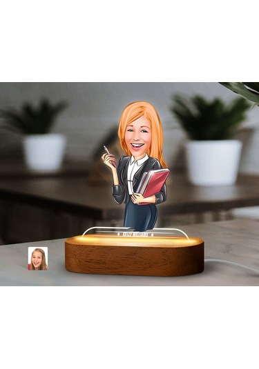 Bk Gift Kişiye Özel Kadın Karikatürlü Dekoratif 3d Biblo Led Işıklı Gece Lambası-14, Sevgiliye Hediye, Arkadaşa Hediye, Doğum Günü Hediyesi Kobitmeyen