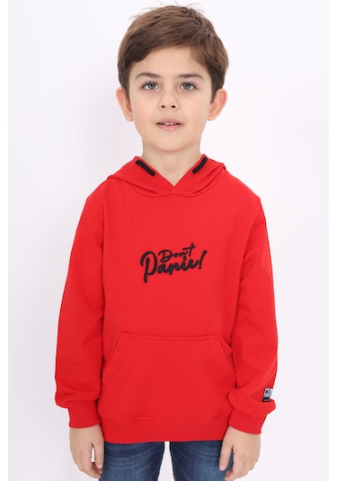 Toontoy Erkek Çocuk Nakışlı Sweatshirt Kırmızı