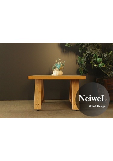 Neiwel Varen Doğal Ahşap Sehpa-80-80 Açık Ceviz