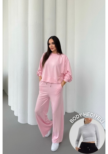Mezka Rahat Esnek Modal Alt-üst Takım Pembe