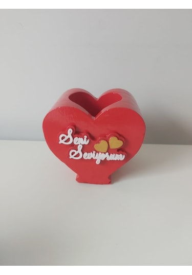 Dekoratif Seni Seviyorum Kalp Saksı