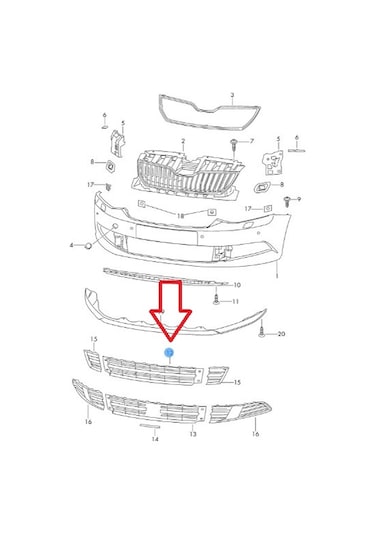 Skoda Fabia 2015 Sonrası Tampon Alt Orta Izgarası 6V0853677 9B9