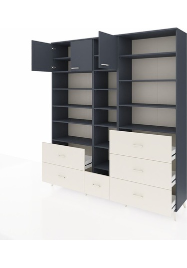 Hyperion Dolap 17 Raflı 6 Çekmeceli 3 Kapaklı 220x44x243 Antrasit-antrasit/aytaşı Antrasıt/aytası Hyperion Dolap 17 Raflı 6 Çekmeceli 3 Kapaklı 220x44x243 Antrasit-antrasit/aytaşı Antrasıt/aytası