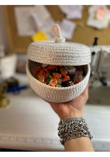 Hasır Sepet, Kapaklı Dekoratif Sepet, Çok Amaçlı Kutu, Şekerlik Sepeti