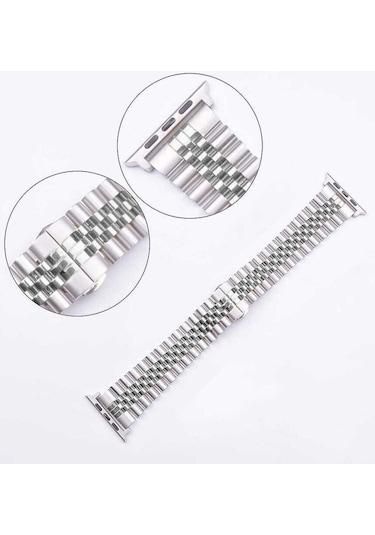 Watch 42mm Uyumlu Krd-36 Metal Prl Kordon Gümüş-siyah