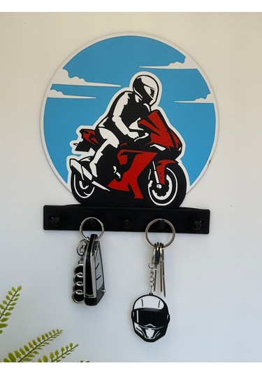 3d Dekoratif Motorcu Anahtar Askılığı V7 Sarı