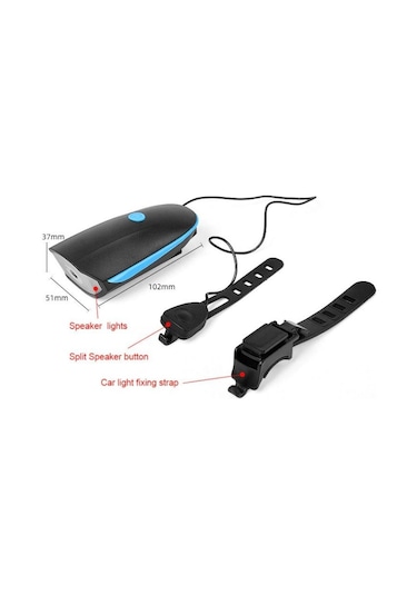 Forte GT 250 Lümen Bisiklet Ön Farı 2 İn 1 Korna 140 db Xbyc 6163 Siyah