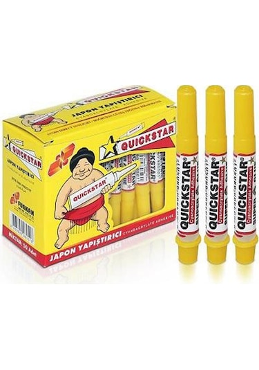 Japon Yapıştırıcısı Quıckstar 3 Adet Mini Parmak Japon Yapıştırıcı Kuvvetli Hızlı Yapıştırıcı 1.4 Gr 3 Adet