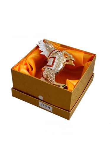 Kristal Taş İşlemeli Dekoratif At Figürlü Metal Mücevher Kutusu