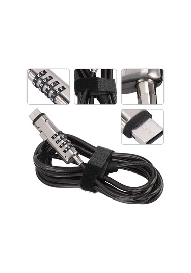 Shineyee 4 Basamaklı Şifreli Usb Bilgisayar Kilitli, Alüminyum Birleşmeli Dayanıklı Çelik Kablo İle Anti-hırsızlık Koruma