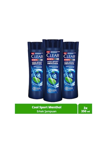 Clear Men Cool Sport Menthol Kepeğe Karşı Etkili Şampuan 3 x 350 ML