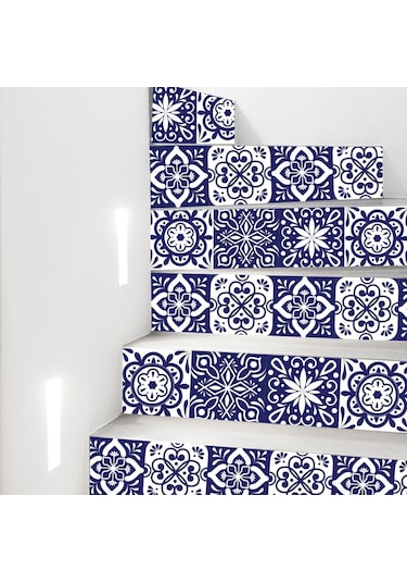 Merdiven Sticker Folyo Kaplama 5 Adet (18Cm X 120Cm) Lacivert