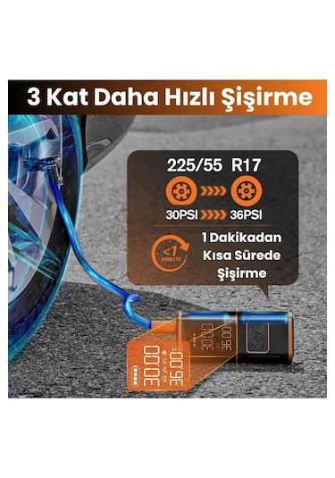 Enshall 5588 5400 Mah+şarjlı Çakmaklıklı Taşınabilir Kompresör