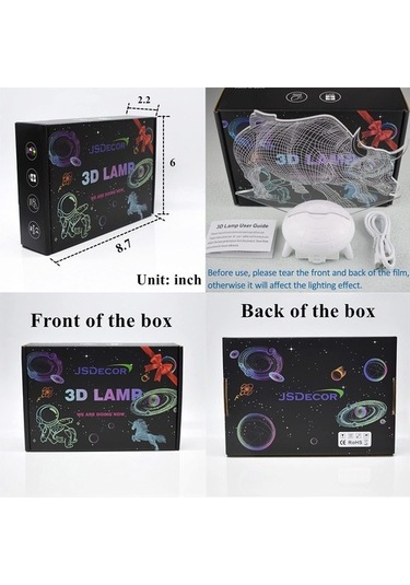 Wealthglow Renk Değiştiren 3d Dekoratif Şekilli Led Lamba - 12 Cm Sazlsr Siyah