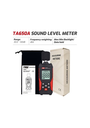 Mufunye Ta650a Akıllı Gürültü Ölçer - 30-130db Ses Seviye Testeri, Ev/iş Yeri Gürültü Detektörü, Siyah-kırmızı Pil Yok 1 ADET