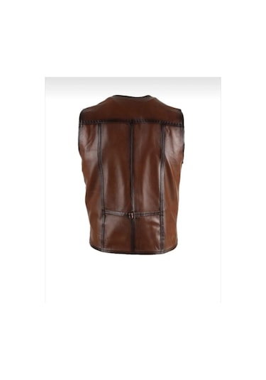 New Zaya Leather Hakiki Erkek Deri Yelek