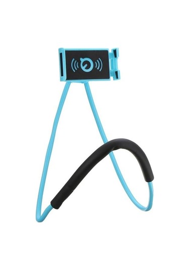 Maiyame Mobil Telefon Tutucu Boylu Boyun Taşıma Tipi Esnek Eğilebilir 360 Derece Döner Plastik Mavi Ev Ofis Kullanıma Uygun El Serbestleştirici