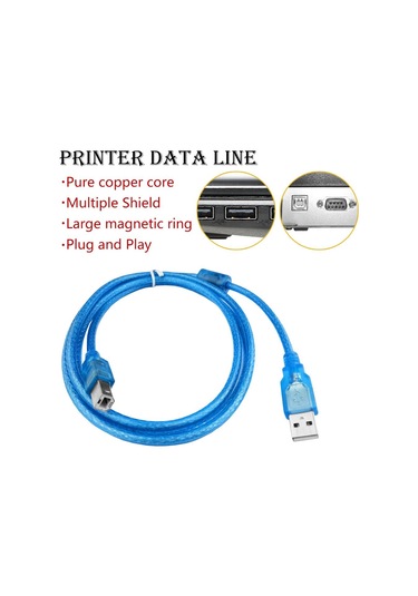 5 Metre Usb Yazıcı Printer Kablosu Mavi Şeffaf Kaliteli