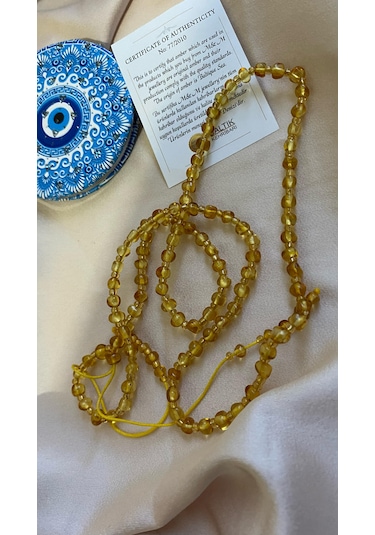 Yetişkin Kehribar Kolye Sarı