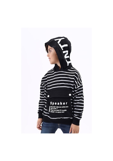 Toontoy Erkek Çocuk Speaker Baskılı Sweatshirt Siyah