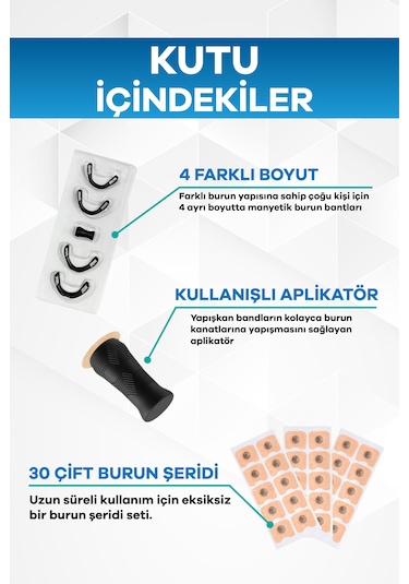 Eldi Medikal Manyetik Burun Açıcı Bandı Başlama Seti 30 Çift Siyah