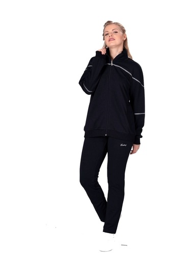 Fantasy Kadın Fermuarlı Büyük Beden Lacivert Eşofman Takım 201802