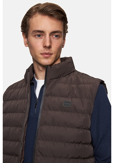 Twn Slim Fit Kahverengi Düz Yelek Mont 5ecy705015033 201