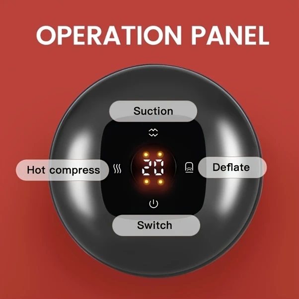 Gateesat Kırmızı Elektrikli Vakup Makinesi Usb-c Şarjlı 800mah Taşınabilir Vücut Masaj Aleti Kırmızı