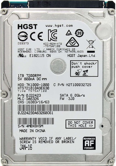 Hgst 7k1000 2.5" 1tb 7200rpm Sata Hard Disk Hts721010a9e630