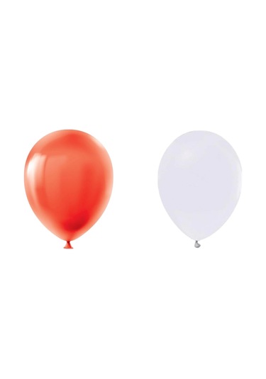 Kıka 100 Kırmızı - 100 Beyaz Balon 200 Adet Çok Renkli