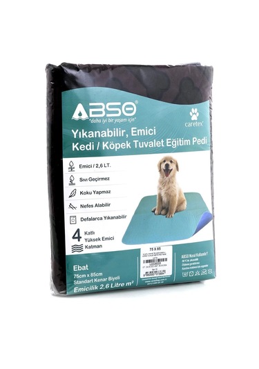 Abso 4 Katlı Yıkanabilir Emici Köpek Pedi Kahve Kemik Baskılı
