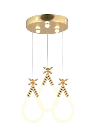 Vojens 3'lü Yuvarlak Gold Ledli Kelebek Detaylı Modern Koridor, Yatak Odası Salon Sarkıt Led Avize Gold