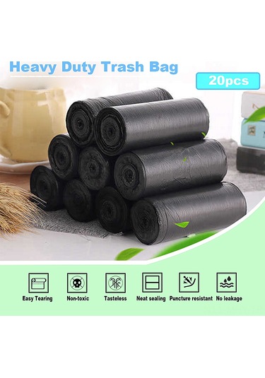 Monyee 20 Adet Siyah Kalın Pe Çöp Poşeti - 50x45cm Büyük Kapasiteli, İğneleme Dayanıklı Mutfak Ve Ev Çöpü İçin