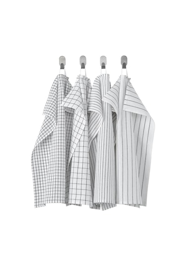 Ikea Rinnig 45x60 CM Kurulama Bezi - Koyu Gri / Beyaz - 4 Adet
