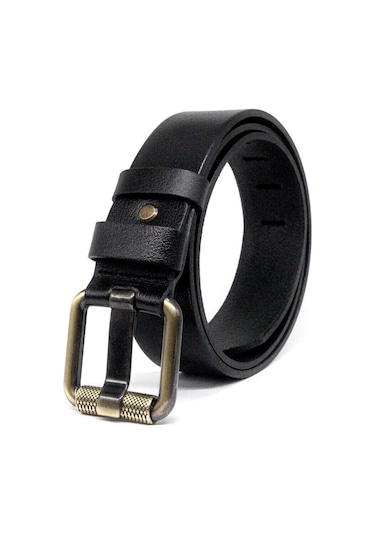 Erkek Hakki Deri 4,5 Cm Kot Kemeri Siyah