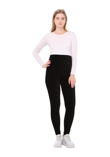 Luvmabelly Myra8050 Beli Ayarlanabilir Kışlık Kadife Hamile Tayt -siyah-siyah