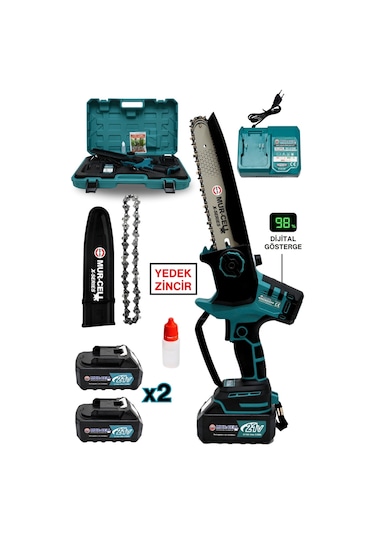 Mur-9108 Dal Budama Testeresi Kömürsüz Otomatik Yağlamalı Dijital Göstergeli 21v 3 Amper