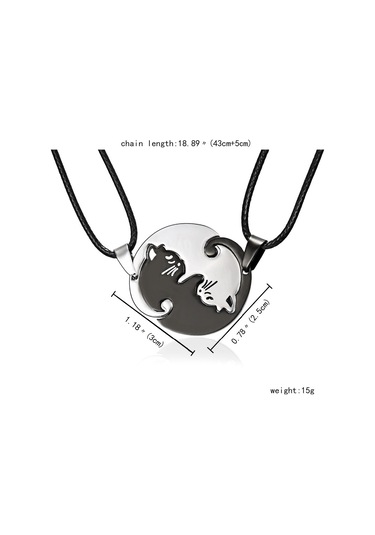 Sones Çiftler Takı Kolyeler Titanyum Çelik Hayvan Kedi Kolye Metal Zincirli Beyaz Ve Siyah Kedi
