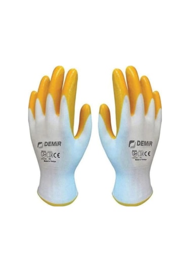 Safety Sarı Nitril Inşaat Tarım Montaj Iş Eldiveni 12 Çift-no:10