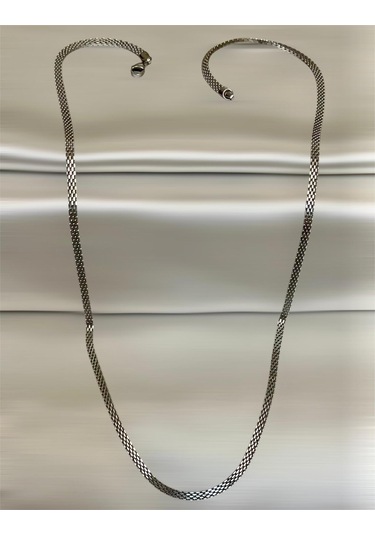 Silver Renk Hasır Örme Çelik Kolye 65 Cm 3mm Silver