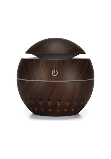 Kosona Küçük Taşınabilir Usb Nemlendirici, Ultra Sesiz Ultrasonik Teknoloji, 130ml Kapasite, Ev/ofis/araç İçin Koyu Ahşap Desenli Taban Yok