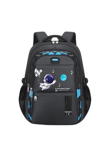 İlkokul Öğrencileri İçin Dayanıklı Ve Büyük Kapasiteli Astronot Tasarımlı Oxford Kumaş Okul Sırt Çantası, 3. Sınıftan 6. Sınıfa Uygun Çocuk Sırt Çantası Siyah