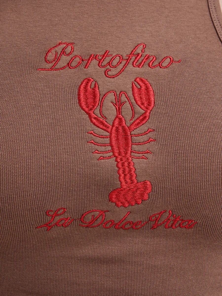 Tvoe İşlemeli Lobster Tişört 432473404 Koyu Bej